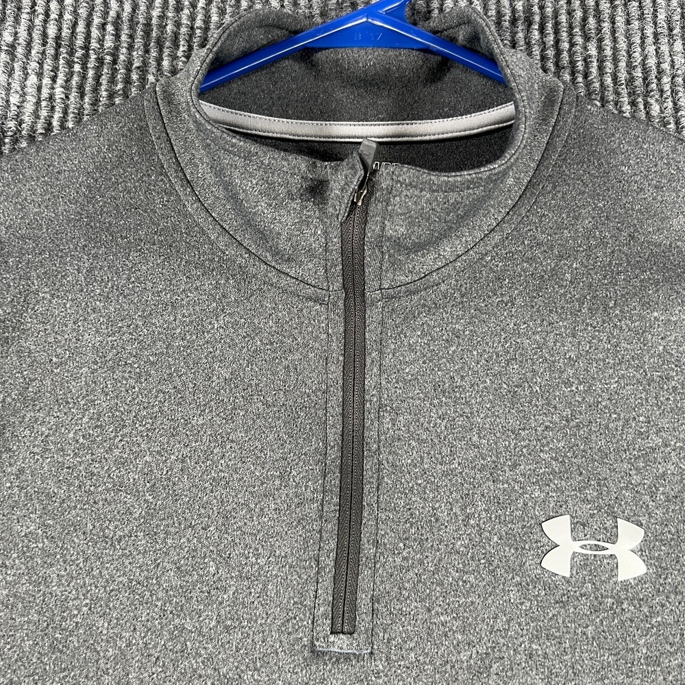 Under Armour Mens Small Gray Long Sleeve 1/4 Zip Pullover Heat Gear Loose Fit